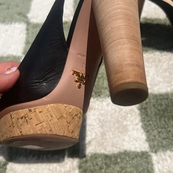 PRADA BLACK PEEP TOE CORK PLATFORM PUMPS - box included - Picture 12 of 17